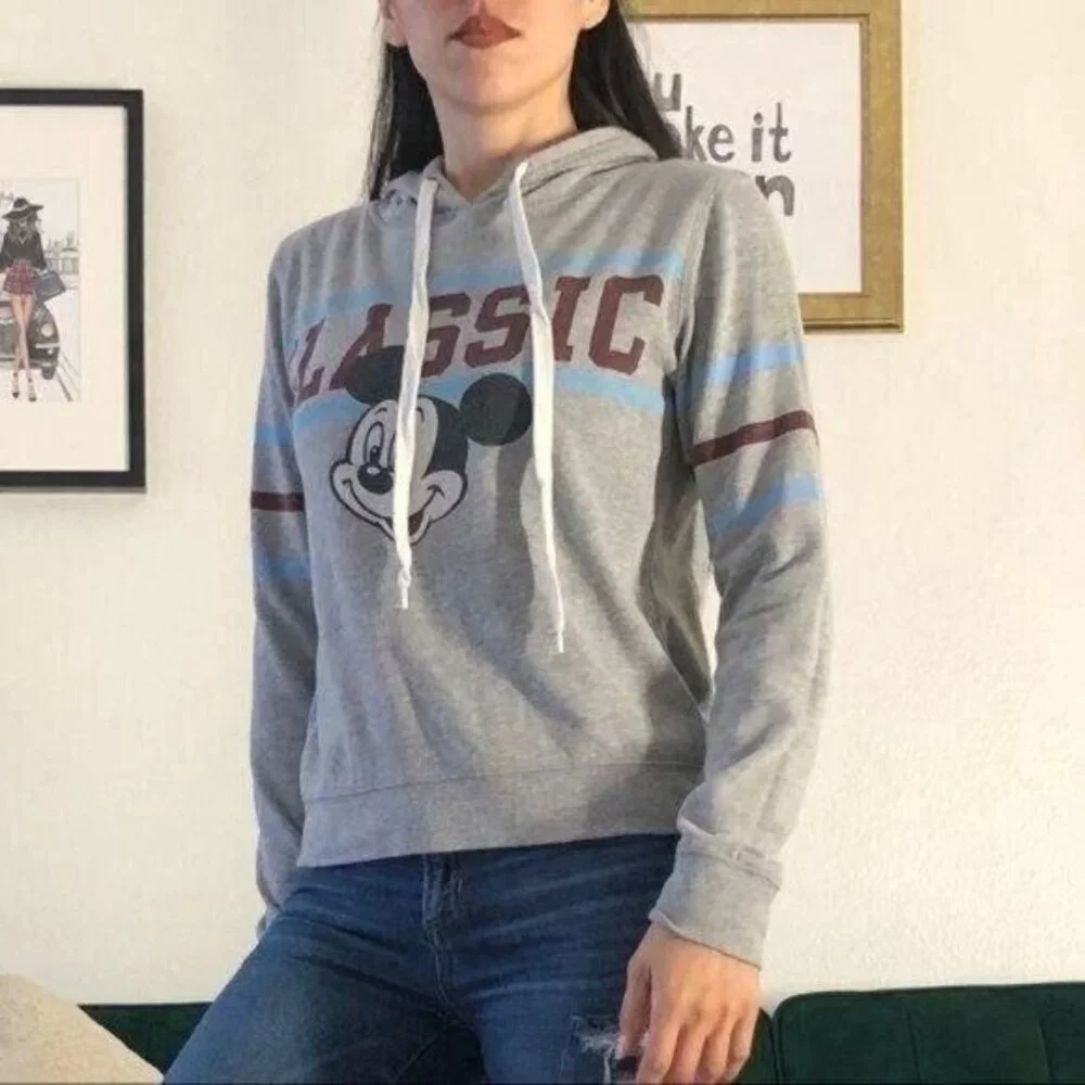 Disney Gray Mickey Mouse Hoodie Casual Style Small - Picture 2 of 8